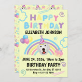 Great Pyrenees Birthday Party Invitation Yellow 招待状 (正面/裏面)