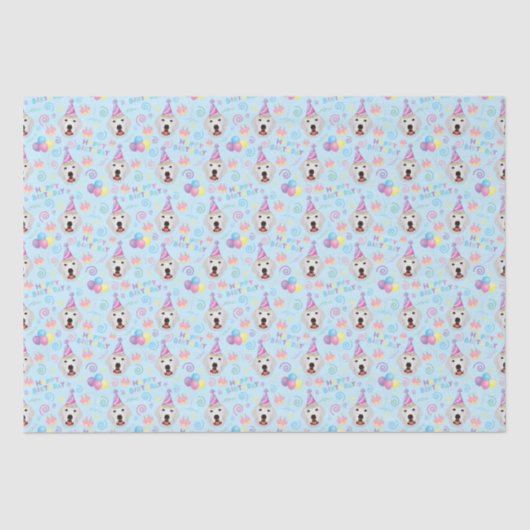Great Pyrenees Birthday Tissue Paper in Blue 薄葉紙 (正面)