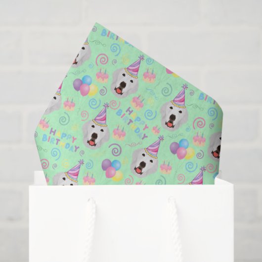 Great Pyrenees Birthday Tissue Paper in Green 薄葉紙 (ギフトバッグ)