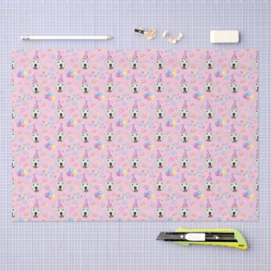 Great Pyrenees Birthday Tissue Paper in Pink 薄葉紙 (クラフト)