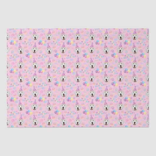 Great Pyrenees Birthday Tissue Paper in Pink 薄葉紙 (正面)