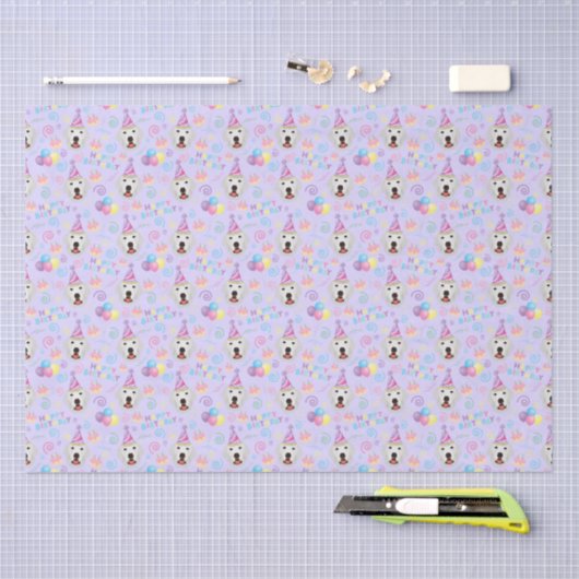 Great Pyrenees Birthday Tissue Paper in Purple 薄葉紙 (クラフト)