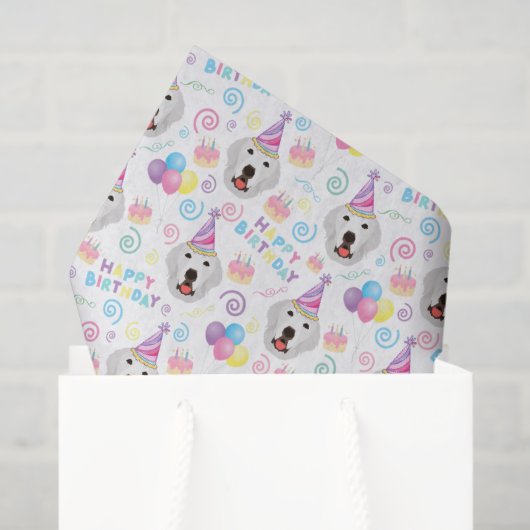 Great Pyrenees Birthday Tissue Paper in White 薄葉紙 (ギフトバッグ)