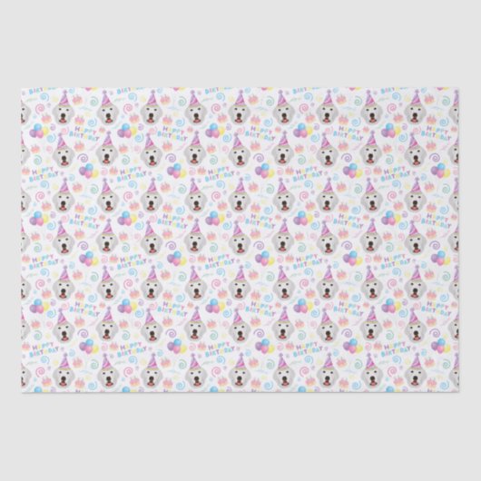 Great Pyrenees Birthday Tissue Paper in White 薄葉紙 (正面)