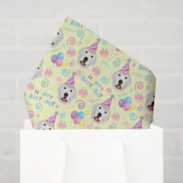 Great Pyrenees Birthday Tissue Paper in Yellow 薄葉紙