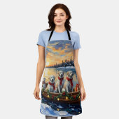 Great Pyrenees Christmas Boat Holiday エプロン (着用した状態)