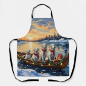 Great Pyrenees Christmas Boat Holiday エプロン (正面)