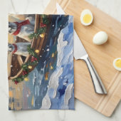 Great Pyrenees Christmas Boat Holiday キッチンタオル (四つ折り)