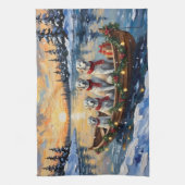 Great Pyrenees Christmas Boat Holiday キッチンタオル (縦)