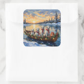 Great Pyrenees Christmas Boat Holiday スクエアシール (バッグ)
