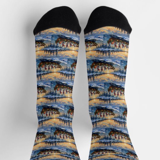 Great Pyrenees Christmas Boat Holiday ソックス (上部)