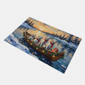 Great Pyrenees Christmas Boat Holiday ドアマット (アングル)