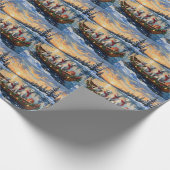 Great Pyrenees Christmas Boat Holiday ラッピングペーパー (角)