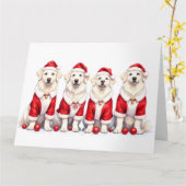 Great Pyrenees Christmas Dress Santa Hat カード (黄色い花)