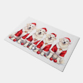 Great Pyrenees Christmas Dress Santa Hat ドアマット (アングル)