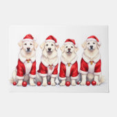 Great Pyrenees Christmas Dress Santa Hat ドアマット (正面)