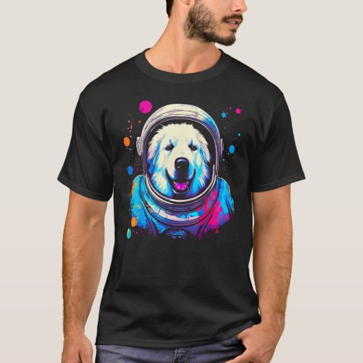 Great Pyrenees Dog  Astronaut Tシャツ (正面)