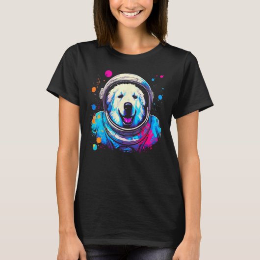 Great Pyrenees Dog  Astronaut Tシャツ (正面)