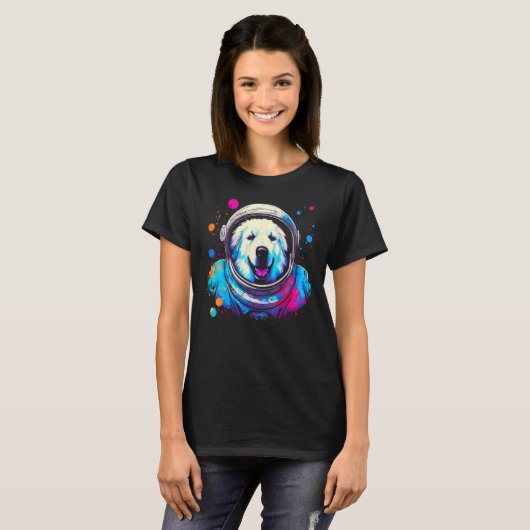 Great Pyrenees Dog  Astronaut Tシャツ (正面フル)