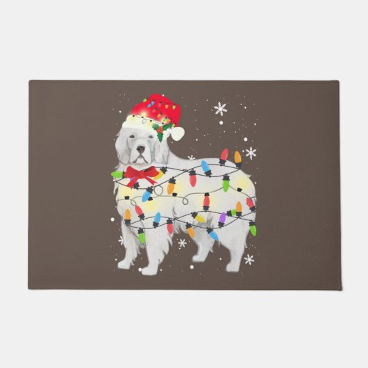 Great Pyrenees Dog Christmas Light Xmas Mom Dad ドアマット (正面)
