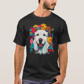 Great Pyrenees Dog Flower Peace Tシャツ (正面)