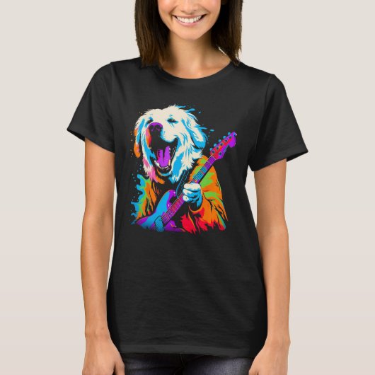 Great Pyrenees Dog Guitar Tシャツ (正面)