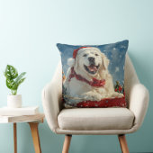 Great Pyrenees Dog in Sledge Let it Snow Christmas クッション (椅子)