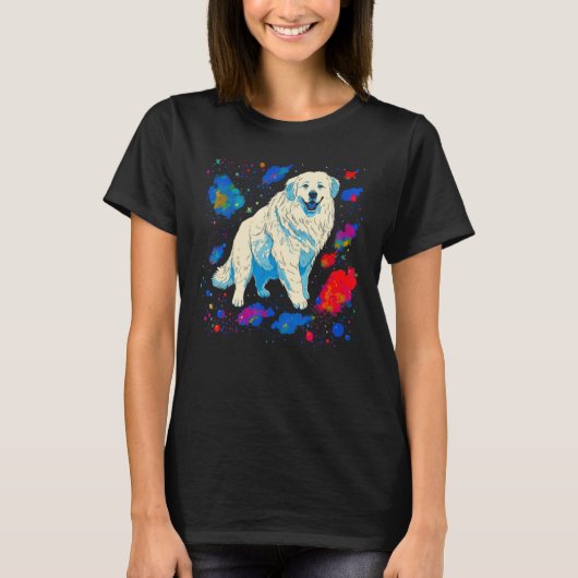 Great Pyrenees  Dog in Space Tシャツ (正面)