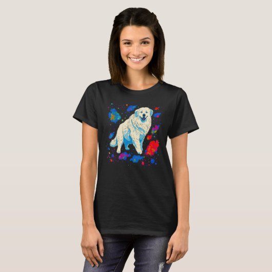 Great Pyrenees  Dog in Space Tシャツ (正面フル)