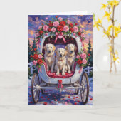 Great Pyrenees Dog Valentine's Day カード (黄色い花)