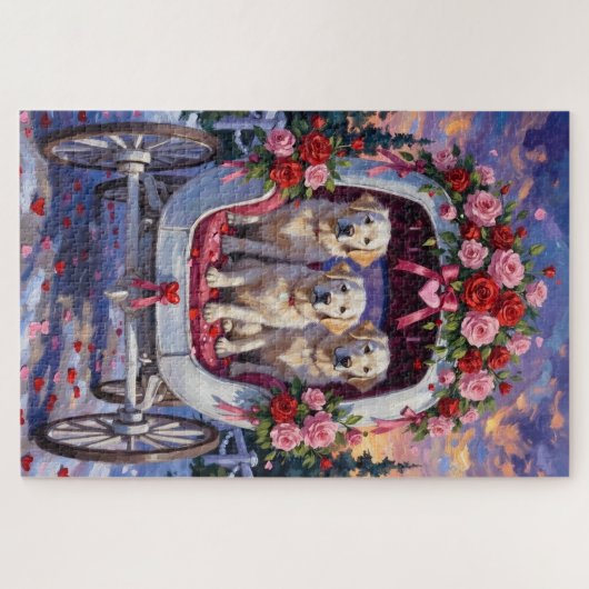 Great Pyrenees Dog Valentine's Day ジグソーパズル (横)