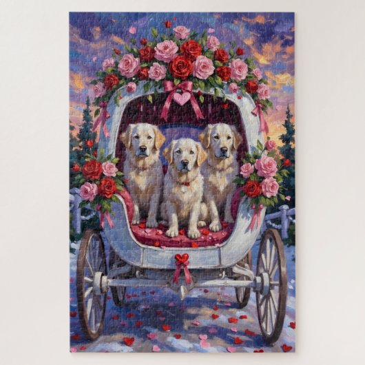 Great Pyrenees Dog Valentine's Day ジグソーパズル (縦)