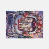 Great Pyrenees Dog Valentine's Day フリースブランケット (正面(横))