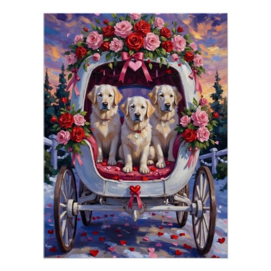 Great Pyrenees Dog Valentine's Day ポスター (正面)