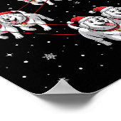 Great Pyrenees Dog Xmas Pajama Matching Santa Clau ポスター (角)