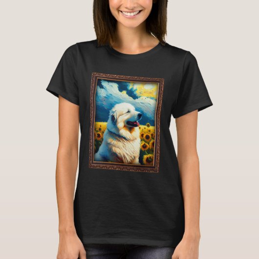 Great Pyrenees Painting Sunflower Flower Mom Women Tシャツ (正面)