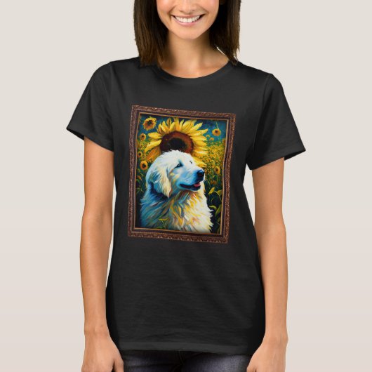 Great Pyrenees Painting Sunflower Flower Mom Women Tシャツ (正面)