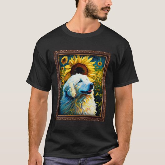 Great Pyrenees Painting Sunflower Flower Mom Women Tシャツ (正面)