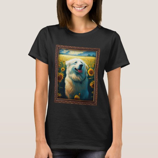 Great Pyrenees Painting Sunflower Flower Mom Women Tシャツ (正面)