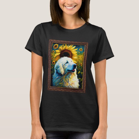 Great Pyrenees Painting Sunflower Flower Mom Women Tシャツ (正面)