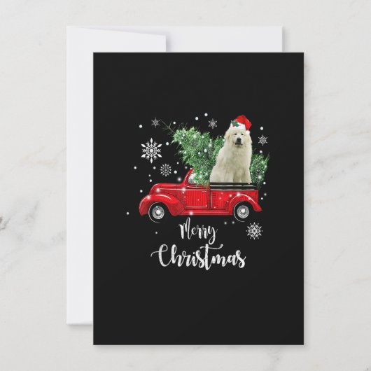 Great Pyrenees Ride Red Truck Christmas Pajama 招待状 (正面)