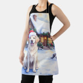Great Pyrenees Snowy Mountain Lodge Santa Hat エプロン (インサイチュ)