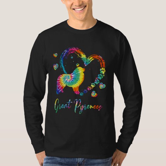 Great Pyrenees Tie Dye Rainbow Dog Tシャツ (正面)
