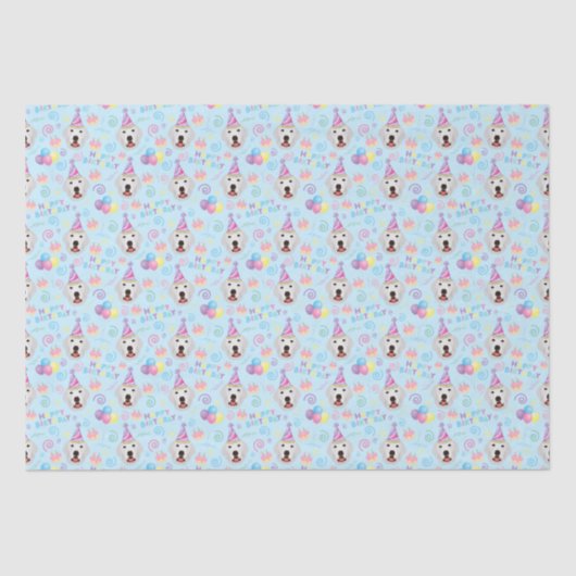 Great Pyrenees Tissue Paper in Blue 薄葉紙 (正面)