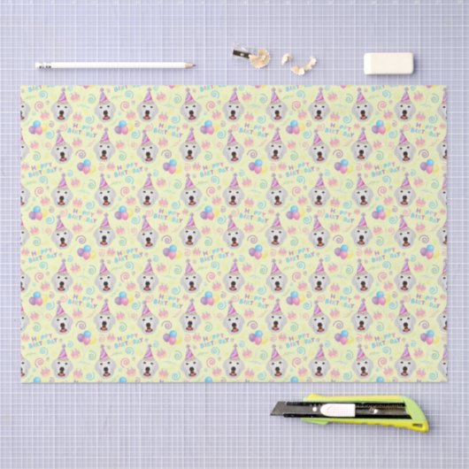 Great Pyrenees Tissue Paper in Yellow 薄葉紙 (クラフト)