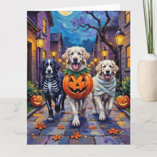 Great Pyrenees Trick-or-Treating Halloween Costume カード (正面)