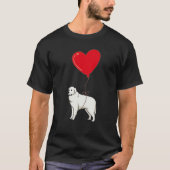 Great Pyrenees With Heart Balloon Valentines Day L Tシャツ (正面)