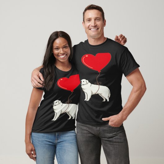 Great Pyrenees With Heart Balloon Valentines Day L Tシャツ (ユニセックス)