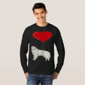 Great Pyrenees With Heart Balloon Valentines Day L Tシャツ (正面フル)