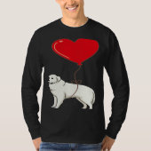 Great Pyrenees With Heart Balloon Valentines Day L Tシャツ (正面)